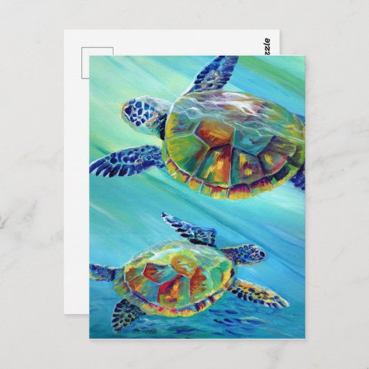 Zee Turtle Celebration Briefkaart (Voorkant / Achterkant)