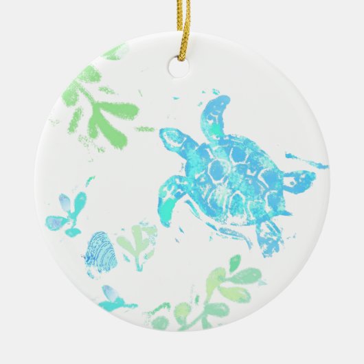Zee Turtle Ceramic Ornament (Voorkant)