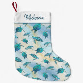 Zee Turtle Christmas Tropical Beach Sparkle Kleine Kerstsok (Voorkant)