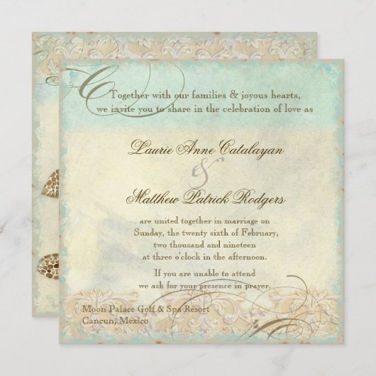 Zee Turtle Coastal Beach - Bestemmingsbruiloft Kaart (Voorkant / Achterkant)