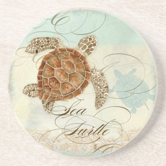 Zee Turtle Coastal Beach - Home Decor Onderzetters (Voorkant)