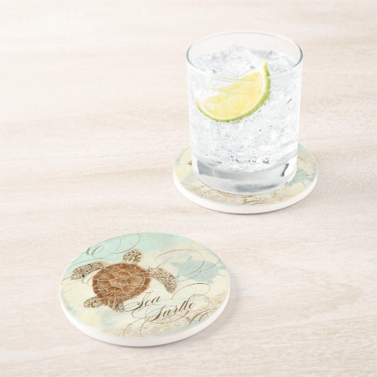 Zee Turtle Coastal Beach - Home Decor Onderzetters (Zijkant)