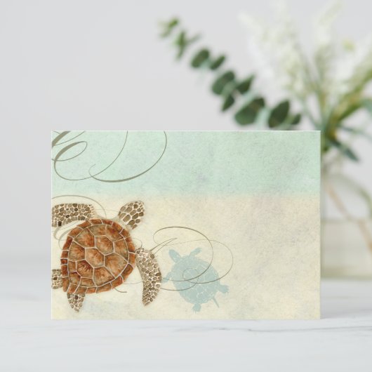 Zee Turtle Coastal Beach Waterverf Coastal Ocean Bedankkaart (Staand voorkant)