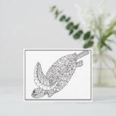 Zee Turtle Colour Briefkaart (Staand voorkant)