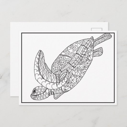 Zee Turtle Colour Briefkaart (Voorkant / Achterkant)