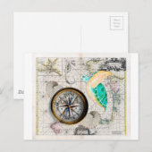 Zee Turtle Compass Briefkaart (Voorkant / Achterkant)