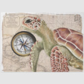 Zee Turtle Compass  Map Nautical Art Tissuepapier (Voorkant)