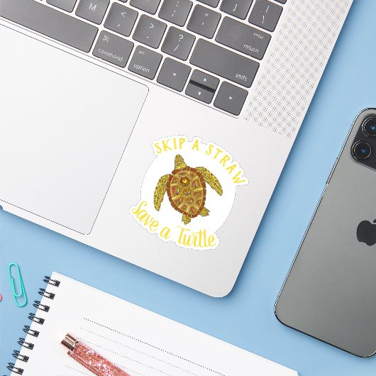 Zee Turtle Conservation Sticker (Laptop met iPhone)