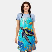 Zee Turtle Coral Reef Art Schort (Gedragen)