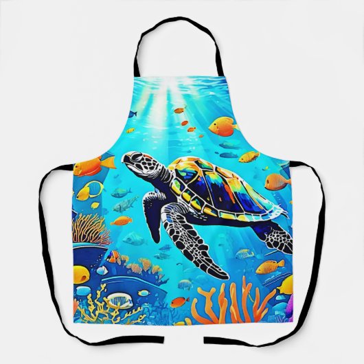 Zee Turtle Coral Reef Art Schort (Voorkant)