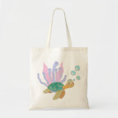 Zee Turtle & Coral Reef Canvas tas – Ocean-Inspire (Voorkant)