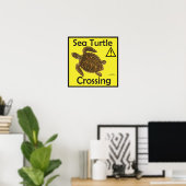 Zee Turtle Crossing Voorzichtig Poster (Thuiskantoor)