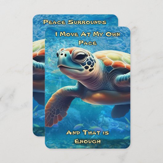 Zee Turtle Daily Affirmation Kaart Twee citaten (Voorkant / Achterkant)