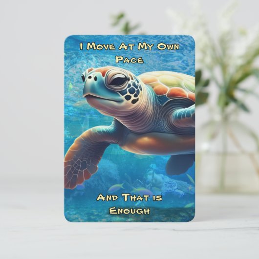 Zee Turtle Daily Affirmation Kaart Twee citaten (Staand voorkant)