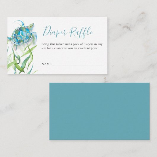 Zee turtle Diaper Raffle Enclosure Informatiekaartje (Voorkant / Achterkant)