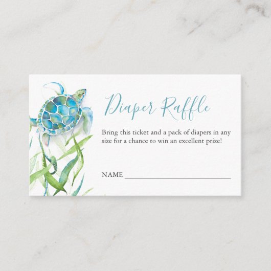 Zee turtle Diaper Raffle Enclosure Informatiekaartje (Voorkant)