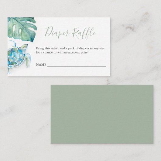 Zee turtle Diaper Raffle Enclosure Kaart (Voorkant / Achterkant)
