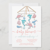 Zee Turtle Dolphin Mobile Baby shower Invitation Kaart (Voorkant)