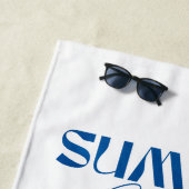 Zee Turtle Donkerblauwe Waterverf Gepersonaliseerd Strandlaken (In situ)