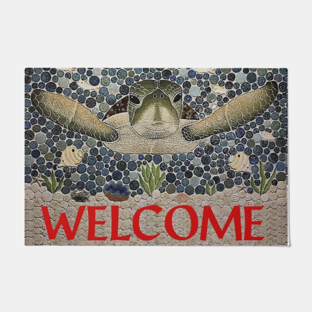 Zee Turtle Doormat, Turtle Welcome Mat (Voorkant)