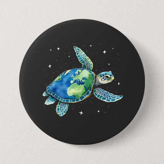 Zee Turtle Earth Day 2025 Zee dieren Ronde Button 7,6 Cm (Voorkant)