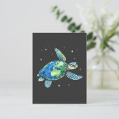 Zee Turtle Earth Day 2025 Zee dieren Uitnodiging Briefkaart (Staand voorkant)