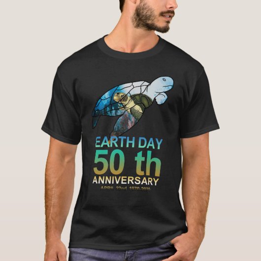 Zee Turtle Earth Day 50ste Jubileum Gift T-shirt (Voorkant)