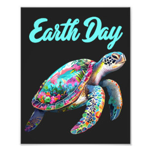 Zee Turtle Earth Day Red de aarde Foto Afdruk