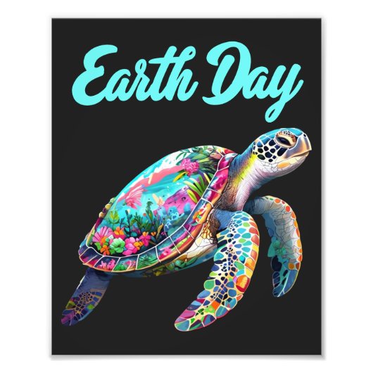 Zee Turtle Earth Day Red de aarde Foto Afdruk (Voorkant)