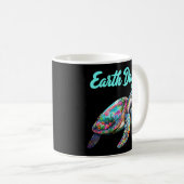 Zee Turtle Earth Day Red de aarde Koffiemok (Voorkant rechts)