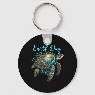Zee Turtle Earth Day Red de aarde Sleutelhanger