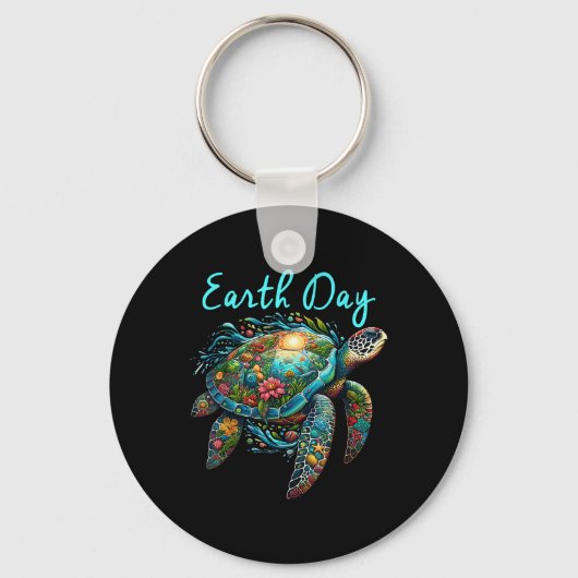 Zee Turtle Earth Day Red de aarde Sleutelhanger (Voorkant)