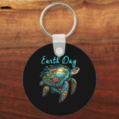Zee Turtle Earth Day Red de aarde Sleutelhanger (Voorkant)