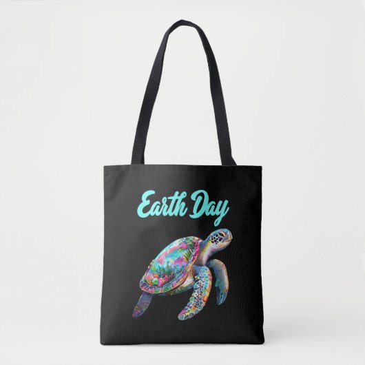 Zee Turtle Earth Day Red de aarde Tote Bag (Voorkant)