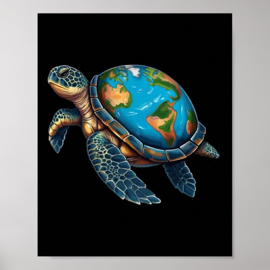 Zee Turtle Earth Day Save the Planet Vrouwen Manne Poster (Voorkant)