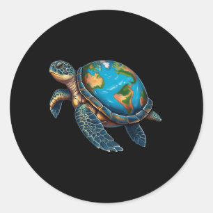 Zee Turtle Earth Day Save the Planet Vrouwen Manne Ronde Sticker