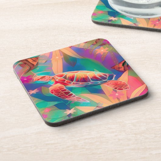 Zee Turtle en Angelfish Bier Onderzetter (Linkerzijde)