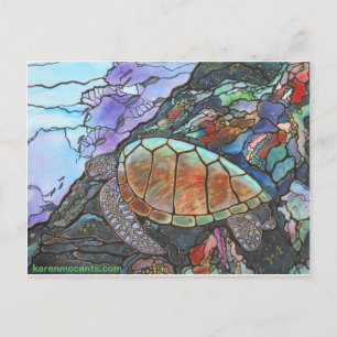 Zee Turtle Fantasy Coral Reef Briefkaart