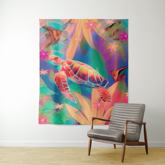 Zee Turtle Fantasy Scene Large Wandkleed (In situ)