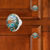 Zee Turtle Faux Glas in lood Keramische Knop