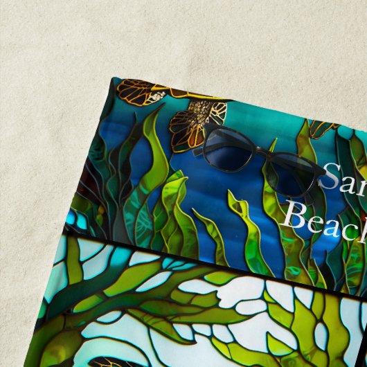 Zee Turtle Faux Glas in lood Strandlaken (In situ)