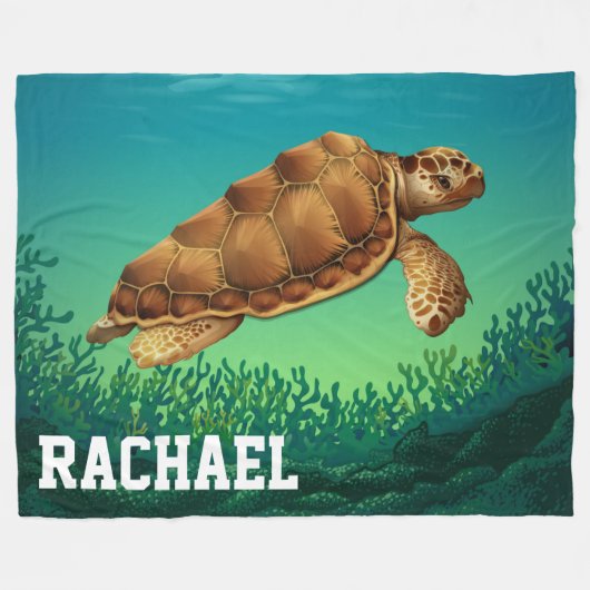 Zee Turtle Fleece Blanket (Voorkant (Horizontaal))