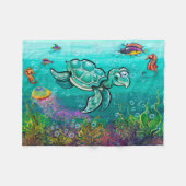 Zee Turtle Fleece Blanket Deken (Voorkant (Horizontaal))