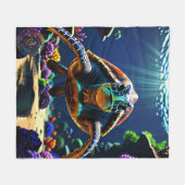 Zee Turtle Fleece Deken (Voorkant (Horizontaal))