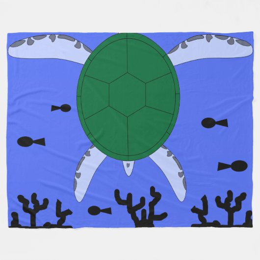Zee Turtle Fleece Deken (Voorkant (Horizontaal))