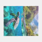 Zee Turtle Fleece Deken (Voorkant (Horizontaal))