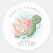 Zee Turtle Floral Baby shower Hartelijk dank Ronde Sticker (Voorkant)