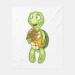 Zee Turtle Franse hoorn speler Kinder muziek hoorn Fleece Deken