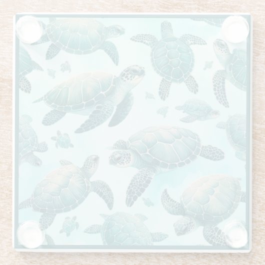 Zee Turtle Friends Glazen Onderzetter (Achterkant)