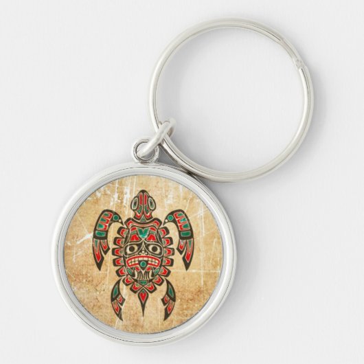 Zee Turtle, geratched and Worn Haida Spirit Sleutelhanger (Voorkant)
